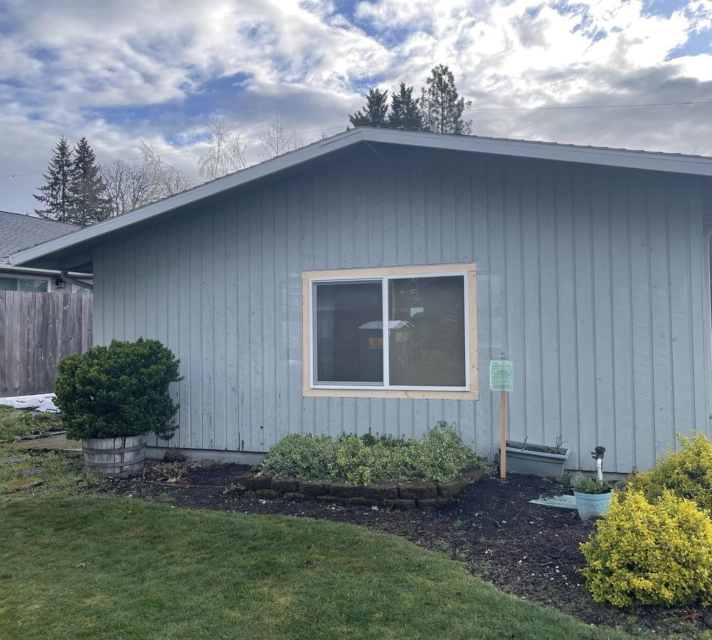 Finished siding and new window on a Portland home addition
